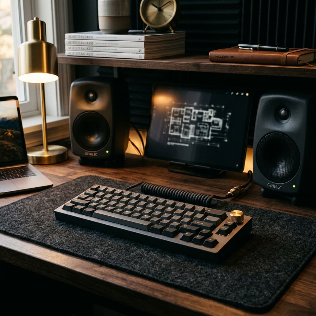 KULTRA Studio Charcoal 100% Merino Wool Desk Mat with micro-grip backing